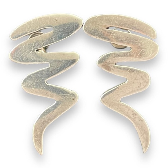 Jewelry - Vintage Mexico zigzag sterling silver 925 earrings